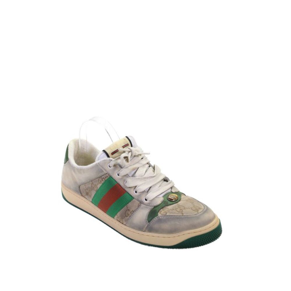 Gucci Mens Green Red Web Striped Monogram Screener Sneakers Shoes Size 10